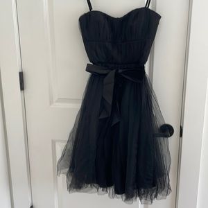 Banana Republic black tulle dress with black velvet removable waist bow
